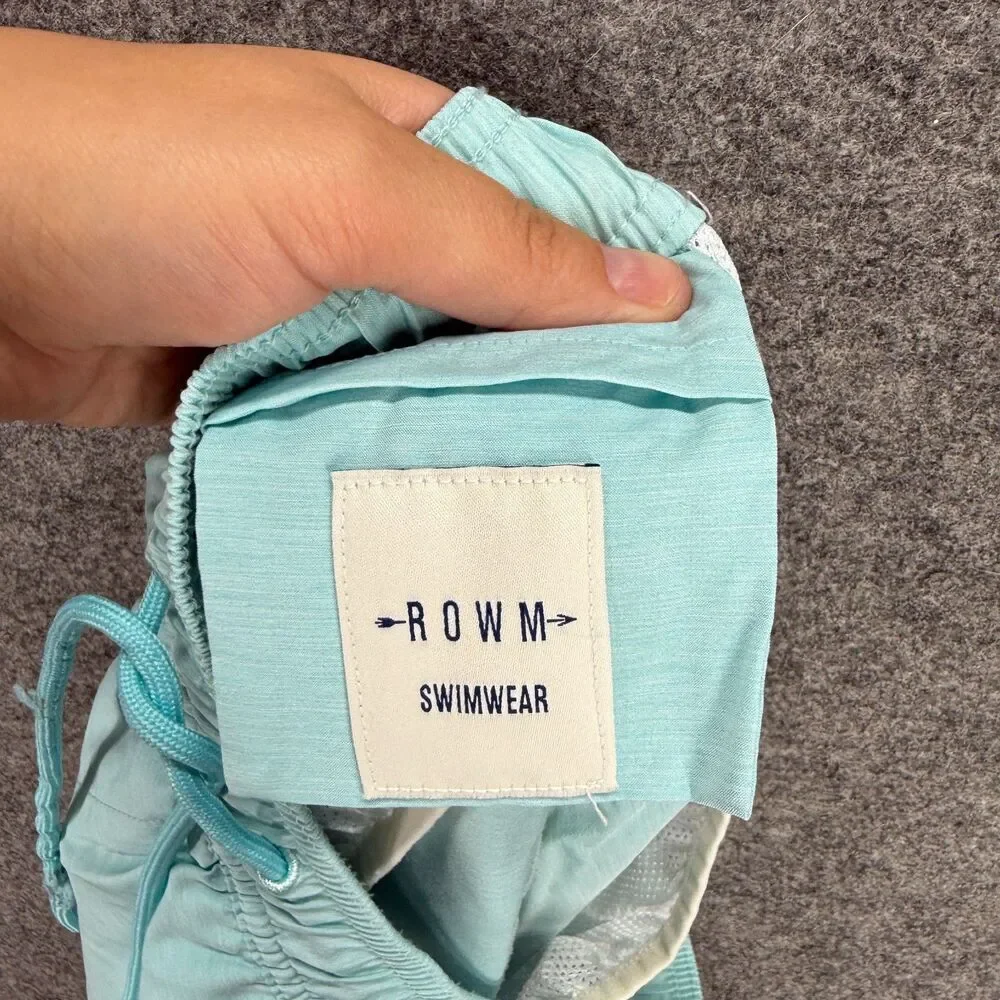 Rown Swim Shorts Trunks Men M Medium Blue Drawstring Pockets High Rise Swimwear